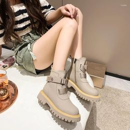 Boots Fashion British Thick-soled Ankle Women's 2023 Autumn Ins Tide Round Head Breathable All-match