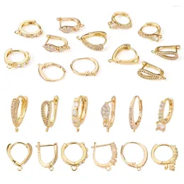 Hoop Earrings 12Pcs/Box Women Brass Micro Pave Cubic Zirconia Round Earring Findings With Latch Back Clasp For Jewelry Making Components