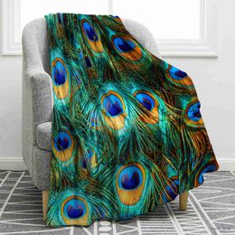 Blankets Peacock Feathers Colorful Blanket Soft Warm Lightweight Print Throw Blanket for Women Adults Birthday Gift for Bedroom Sofa