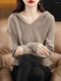 Women's Sweaters Cashmere Sweater 2023 Autumn Winter Women Knitted Hooded Warm Coat Lady's Loose Simple Pullovers Long Sleeve Soft Tops