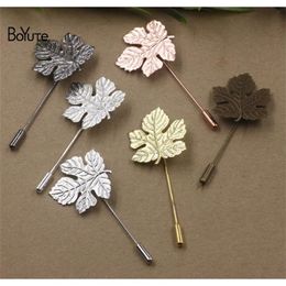 BoYuTe 20Pcs 5 Colors Plated Vintage Style 29 32MM Maple Leaf Base Brooch Pins Diy Jewelry Accessary276b
