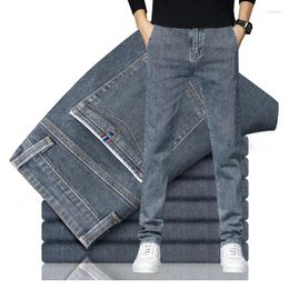 Men's Jeans 2023 Autumn Winter Casual Cotton Stretch Slim Fit Business Fashion Straight Denim Trousers For Men Gray