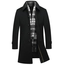 Men's Wool Blends Brand Long Coat Men Fashion Pea Jacket Slim Cotton Winter Jackets Mens en Overcoat abrigo hombre 231017