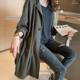 Women's Trench Coats Plus Size S-4XL Women Jacket Mid Length Long Loose Spring Autumn Fashion Casual Business Formal Office Work Windbreaker