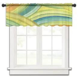 Curtain Acrylic Painting Colourful Short Sheer Window Tulle Curtains For Kitchen Bedroom Home Decor Small Voile Drapes