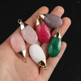 Pendant Necklaces 10 PCS Wholesale Natural Stone Water Droplet Shaped Faceted 30x15mm Jewelry Making DIY Necklace Earrings Accessories Gif