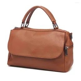 Evening Bags Satchel Leather Bag European And American Style Shoulder Crossbody Women Handbag Retro Casual Tote Brown In 2023