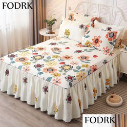 Sheets & Sets Sheet Sets 3Pcs Bed Linen Skirt Cotton Elastic Fitted Mattress Protector Bedding Er Flowers Bedsheet Home Text Dhgarden Dhl18