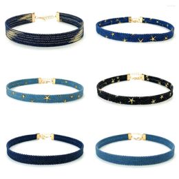 Choker 6pcs/Set Bohemia Goth Boho Collar Ethnic Star Denim For Women Girls Colourful Jewellery Accessories