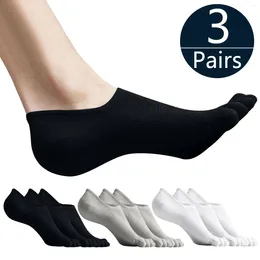 Men's Socks 3/1pairs Fashion Open Toe Sweat-Absorbing Boat Cotton Breathable Invisible Ankle Short Elastic Man Finger Sock