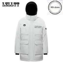 Men's Down Parkas Men Winter Long Warm Thick Fleece Hat Jackets Coat Mens Autumn Outwear Outfits Classic Waterproof 231017