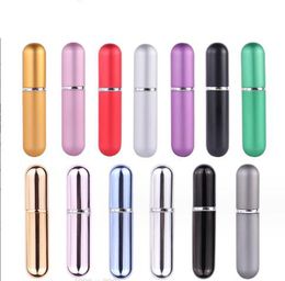 5ml Perfume Bottle Aluminium Anodized Compact Atomizer Fragrance Glass Scent-bottle Travel Refillable Makeup Sprayer Round Flat