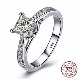 Exquisite Princess Cut Zirconia Diamond Wedding Ring Women 925 Sterling Silver Gifts Jewellery for Ladies J-027260N