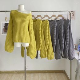 Women's Sweaters Casual Solid Color Loose Long-sleeved Sweater Women Korean Fashion Aesthetic Party College Pullover