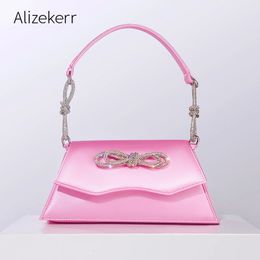 Chic Glittering Crystal Trapezoid Satin bright pink evening bag - Designer Clutch Purse for Weddings and Parties (Black)