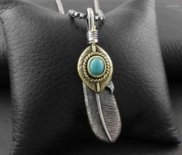 Pendant Necklaces Mens Vintage Titanium Steel Feather Necklace Japanese Style Jewelry