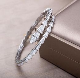 Luxury Designer Silver Snake Bracelets Bamboo Bone Bracelets For Women Adjustable Serpentine Brand Full Diamonds Bracelet high quality bracelet jewelry gift