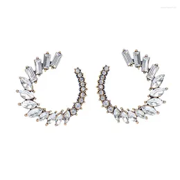 Stud Earrings Fashion Colourful Clear Crystal Big Geometric Symmetrical Zircon For Women Girls Wedding Jewellery