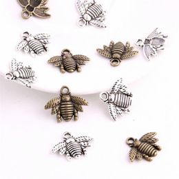 Vintage Honey Bee bee charm Necklace Pendant Set - 150pcs Bronze and Silver Zinc Alloy Alloy Pieces for Jewelry Making (21x16mm)