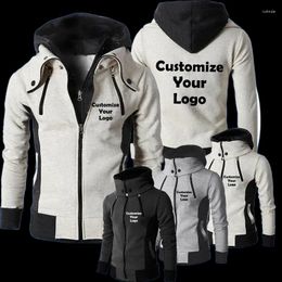 Men's Jackets Customised Logo Men Zipper Jacket Casual Slim Hooded Coat DIY Print Clothing For Male 2023 Winter Autumn Outdoor Overcoats