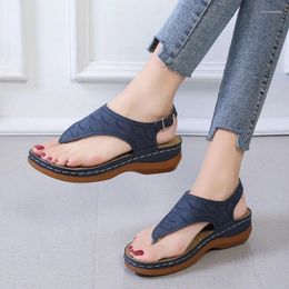 Sandals Ladies Women Flat Shoes Cowhide Round Shape Solid Colour Back Strap Hasp Breathable Light Fashion