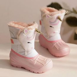 Boots Girls Unicorn Snow Boots Waterproof Slip Resistant Cold Weather Shoes Brand Boy Girls Rubber Boots for Kids Fashion Sneakers 231017