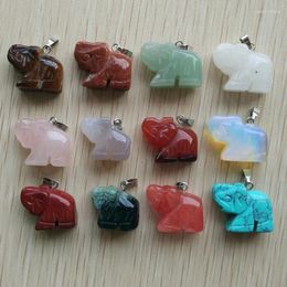 Pendant Necklaces 2023 Fahion Mixed Natural Stone Elephant Shape Charms Fit Jewellery Making Wholesale 12pcs/lot