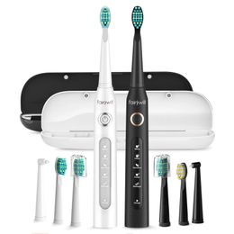 Toothbrush Fairywill Sonic Electric FWD7 Set USB Charge Toothbrushes Case for Adult with Tooth Brush Heads 5 Mode Smart Time 231017