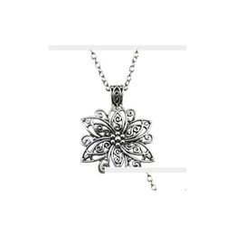 Pendant Necklaces 20Pcs/Lot Vintage Big Flower Charms Pendant Chains Necklace Sisters Gift Jewelry Diy Jewelry Necklaces Pendants Dhajz