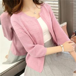 Women's Knits 2023 Spring Summer Tops V-neck Cape Three Quarter Sleeve Cardigan Fashion Women Sweater Slim Jacket Korean Coat H174