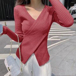 Women's Sweaters Office Sexy Slits Knit Pullover Low V Collar Sweater T-shirt For Women Pull Slim Top Cloth Shirt Clothes Tights