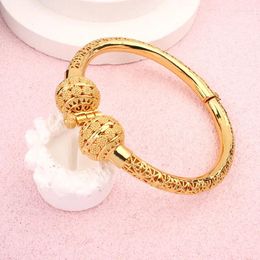 Bangle Dubai Bracelets For Women/Girls Gold Plated Copper Bangles And Wedding Jewelry African Open Fashion