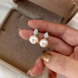 Stud Earrings Trendy Silver Colour Elegant Pearl Clear Droplet Luxury For Women Girl Gift Fashion Jewellery Dropship Wholesale