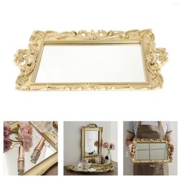 Jewellery Pouches 2-in-1 Luxury Mirrored Vanity Tray Makeup Mirror Organiser Tabletop Decor185o