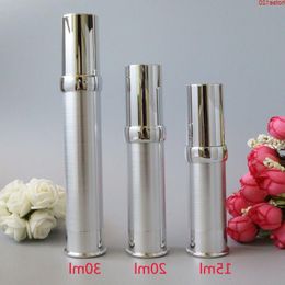 15ml 30ml Plastic Airless Lotion Pump Silver Bottles Containers Packaging DIY Essential Makeup Tools Refillable 100pcsgoods Pdfcp