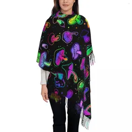 Scarves Mushrooms Shawl Wrap For Women Warm Long Soft Scarf Colourful Pashminas