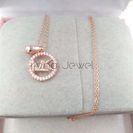 New Jewellery friendship M style Rose Gold 925 Sterling silver initial necklaces for women string chains pendant sets birthday gifts206a