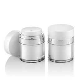 Acrylic Cosmetic Jars Airless Plastic Hand Face Cream Jar Round Bottle with Shiny Silver 15g 30g 50g Vwacl