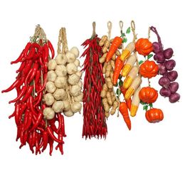 Other Event Party Supplies Simulation Foam Food Vegetable Artificial Fishes Hanging String Fake Chilli Pepper P ography Props Wall Home Decor 231018