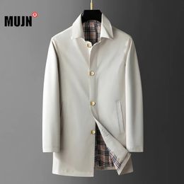 Men's Wool Blends Spring Autumn Men Coat Single Breasted Decorative Jacket Polyester Fashion Male Overcoat Office Business Clothing 231017