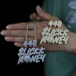 Chains Hip Hop Bling Iced Out Sparking CZ Men Jewelry High Quality Gold Color 5A Cubic Zirconia 448 Slickk Money Pendant Necklace240o