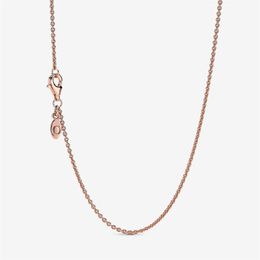 New arrival 925 Sterling Silver Rose Gold Classic Cable Chain Necklace With Lobster Clasp Fit European Pendants and Charms Fine Je2259