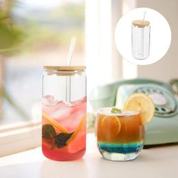 Wine Glasses Bamboo Lid Drink Cup Glass Water Cups Clear Tumblers Straw Lids Straws Bulk Drinking Coffee Travel