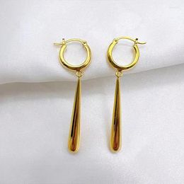 Dangle Earrings MIQIAO Real 18K Gold For Women Pure AU750 Water Drops Design Simple Fine Jewelry Gift EA059
