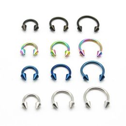 Cone Horseshoe 316L Surgical Steel Nostril Nose Ring circular piercing Rings CBR earring16G 6MM 8MM 10MM Whole Body Jewelry1763