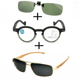 Sunglasses 3Pcs!! Wood Progressive Multifocal Far And Near Reading Glasses Men Women Alloy Polarised Outdoor Clip