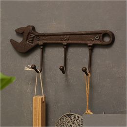 Hooks Rails Retro Cast Iron Wall Metal Hanger Spanner Style Mounted Industrial Key Hook Home Decoration 230303 Drop Delivery Garde Dhp5Y