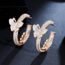 Hoop & Huggie SINZRY Personality Cubic Zirconia Bright Butterfly Earrings For Women Korean Fashion Jewelry246k