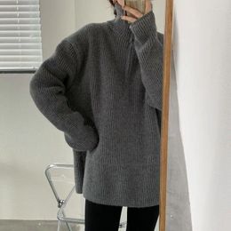 Women's Sweaters Woman Pullover High Collar Lapel Zipped Large Sweater Very Thick Warm Loose Coat Femme Chails