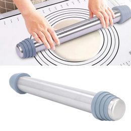 Rolling Pins Pastry Boards Rolling Pin Dough Roller Stainless Steel with 4 Silicone Guide Rings Anti Stick Anti Slip Kitchen Rolling Tool Kitchen Roller 231018